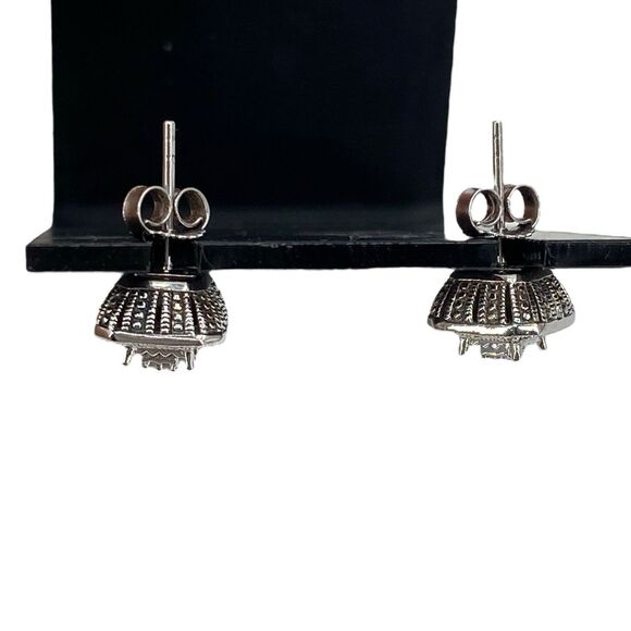 Designer 925 Sterling Silver Round Diamond Cluster Anniversary Stud Earrings - Picture 6 of 11